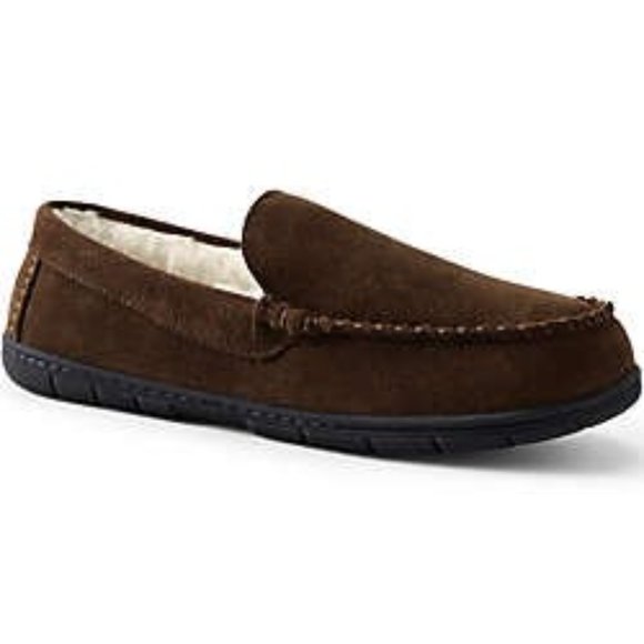 Lands' End Shoes Lands End Mens Suede Leather Moccasin Slippers Nwt